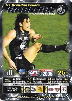2005 Team Zone AFL Team #97 Brendan Fevola Front